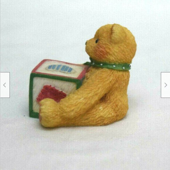 Patricia Hillman Enesco Teddy Bear Figurine with Letter Block S 158488 1995 - Picture 3 of 6